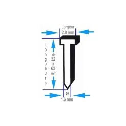BOSCH 2000 Pointes à Tête Fraisée 20° 1.6/16 G Galvanisées - SK64-20G